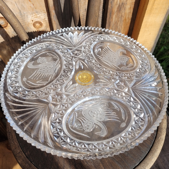 Vintage Hofbauer Crystal Swan Cake Stand 11" - Picture 7 of 12